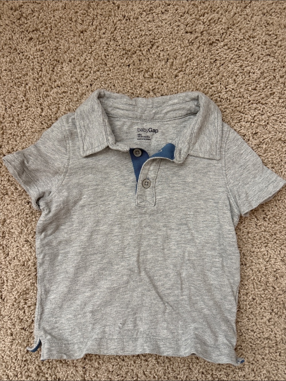 GAP Light Gray Polo with Navy Placket Accent